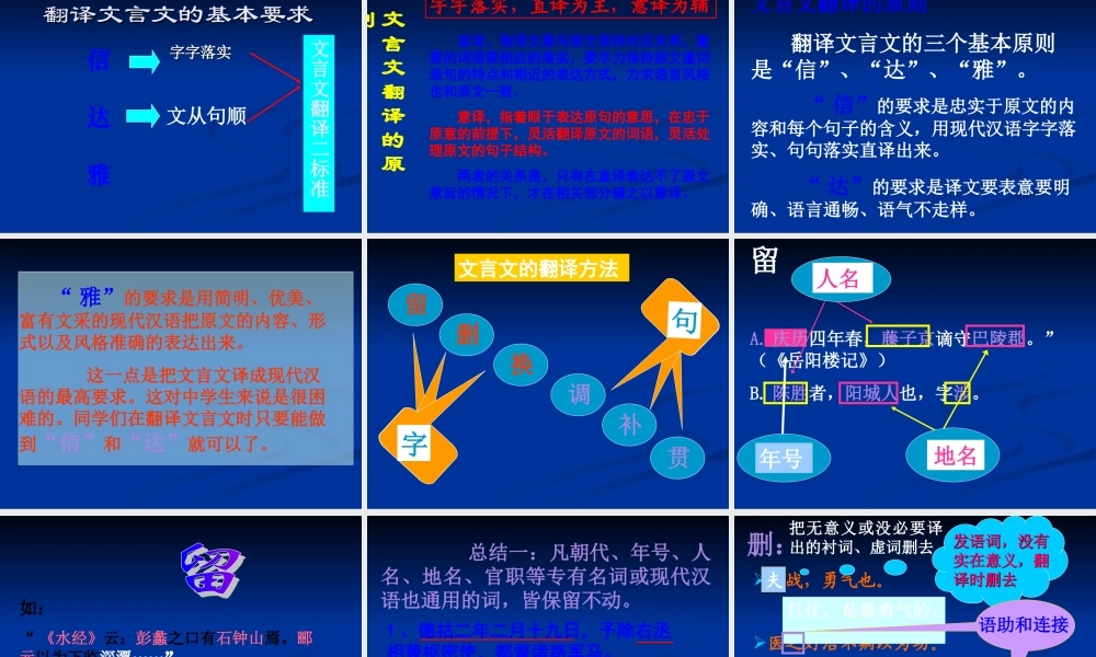 高考天津卷语文复习精品课件系列(15)：文言文翻译(共69张课件) 课件