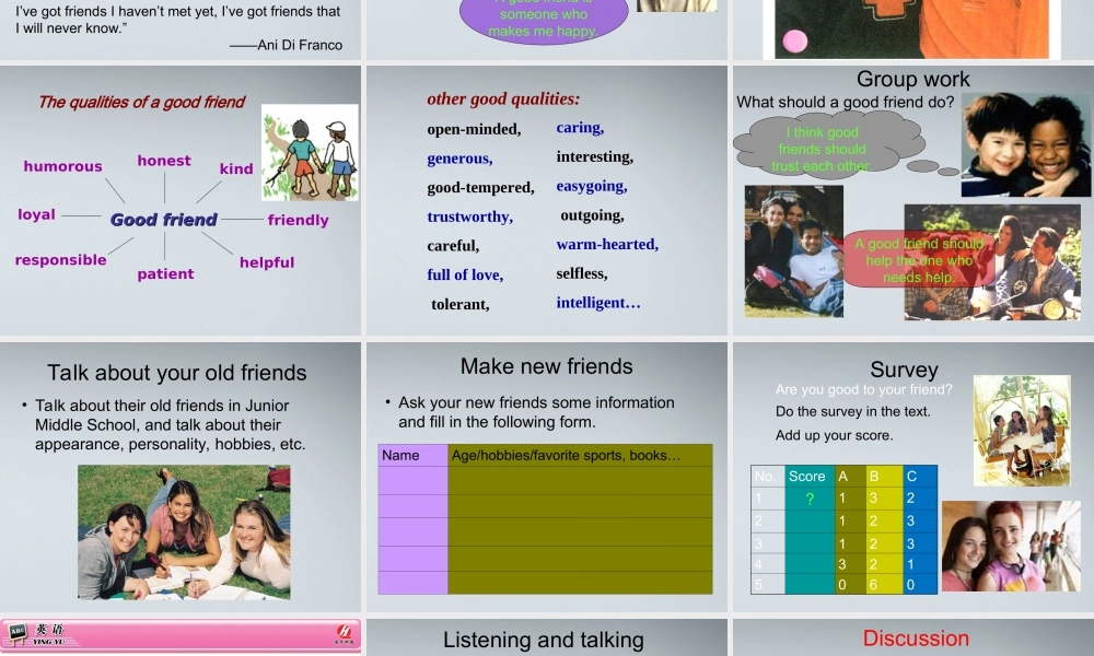 高中英语 Unit 1 Friendship课件 新人教版 课件