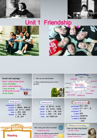 高中英语 Unit1 Friendship-Reading阅读课件 新人教版必修1 课件