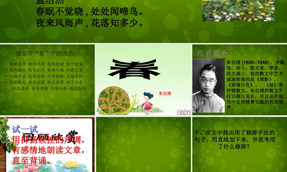 浙江省宁波市慈城中学七年级语文上册 11 春课件 (新版)新人教版