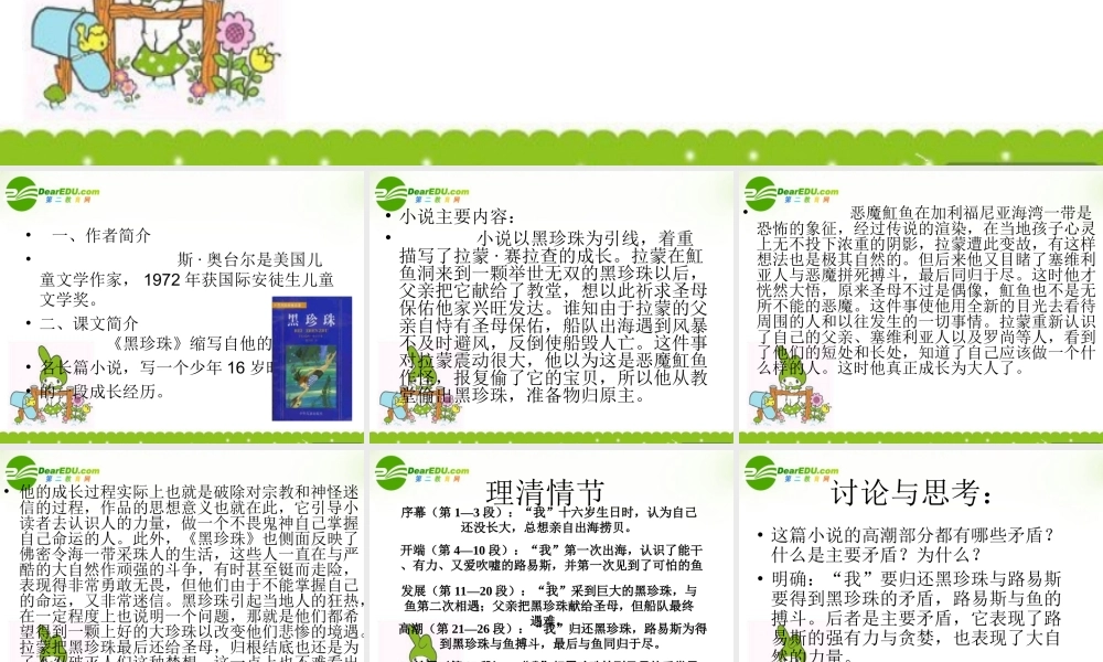 高中语文 黑珍珠课件 语文版必修1  课件