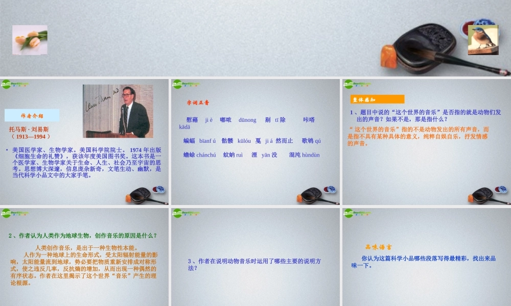 高中语文(这个世界的音乐)课件1 北京版必修2 课件