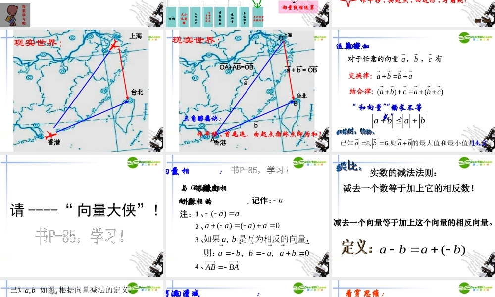 高中数学 221向量减法运算和几何作图(成)课件 新人教A版必修4 课件