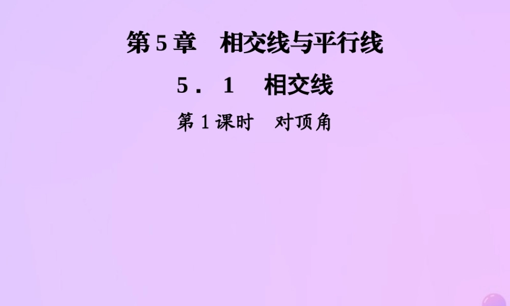 秋七年级数学上册 第5章 相交线与平行线 5.1 相交线 第1课时 对顶角课件 (新版)华东师大版 课件