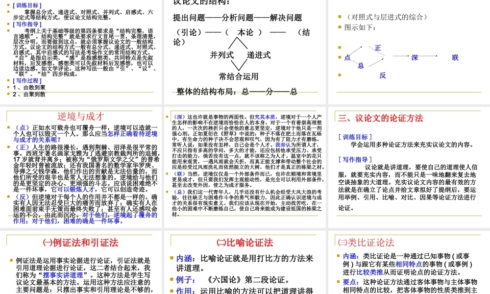 高三语文 议论文整体构思课件