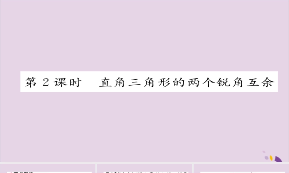 秋八年级数学上册 第十一章 三角形 11.2 与三角形有关的角 11.2.1 第2课时 直角三角形的两个锐角互余课件 (新版)新人教版 课件