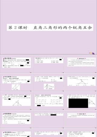 秋八年级数学上册 第十一章 三角形 11.2 与三角形有关的角 11.2.1 第2课时 直角三角形的两个锐角互余课件 (新版)新人教版 课件
