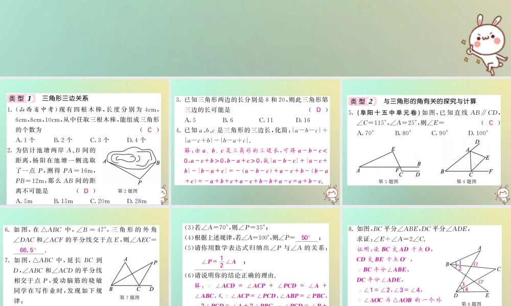 秋八年级数学上册 滚动小专题(八)三角形的边、角关系与简单几何证明集训习题课件 (新版)沪科版 课件