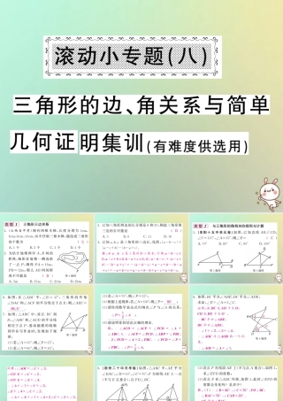 秋八年级数学上册 滚动小专题(八)三角形的边、角关系与简单几何证明集训习题课件 (新版)沪科版 课件
