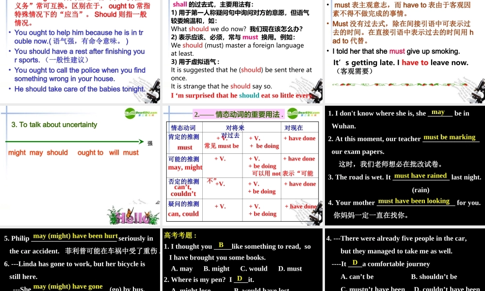 高考英语 情态动词课件 新人教版 课件