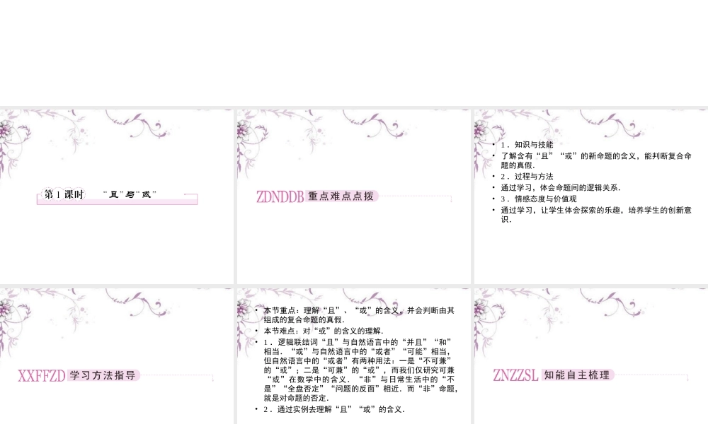高中数学 1-2-1 且 与 或课件 新人教B版选修1 课件