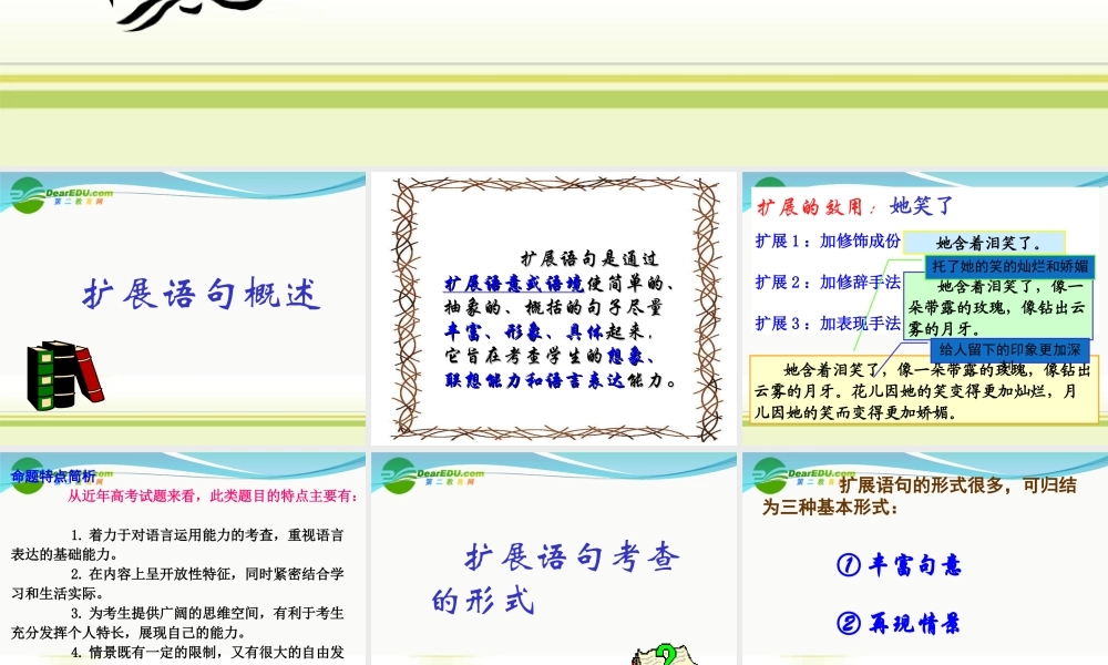 高中语文 文章长短随君意--扩展语句课件 苏教版选修(语言规范与创新)　 课件