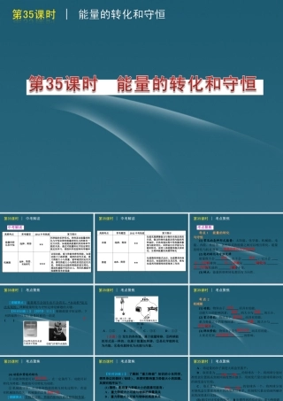 版中考生物一轮复习(含中考新题) 第35课时能量的转化和守恒精品课件 浙教版 课件