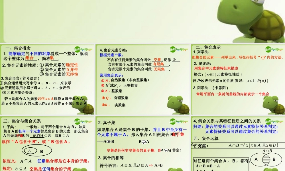 高中数学 第一章 集合知识小结课件 新人教B版必修1 课件