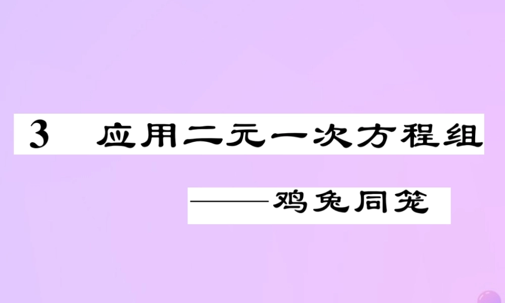 秋八年级数学上册 第五章 二元一次方程组 3 应用一元二次方程组—鸡兔同笼作业课件 (新版)北师大版 课件