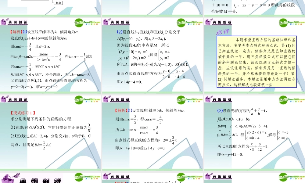 高中数学第一轮总复习 第8章第45讲 直线的斜率与直线的方程课件 苏教版 课件