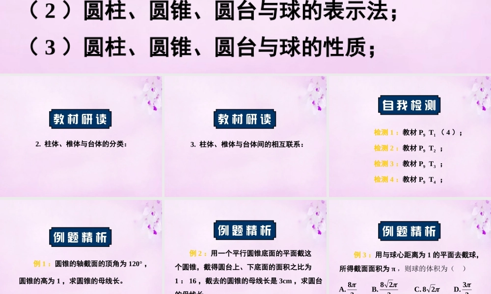 高中数学 112圆柱、圆锥、圆台与球课件 新人教A版必修2 课件