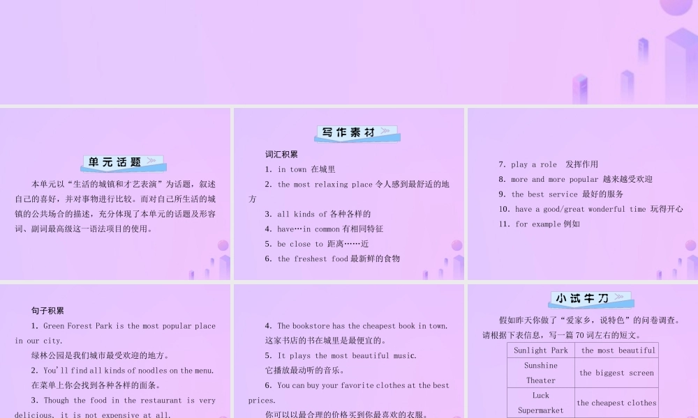 秋八年级英语上册 Unit 4 What s the best movie theater(第5课时)Section B(3a 4)导学课件 (新版)人教新目标版 课件