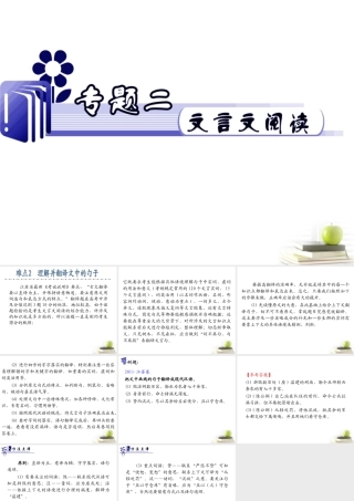 江苏省高考语文二轮总复习专题导练 专题2 难点2 理解并翻译文中的句子课件  课件