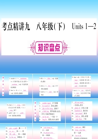 甘肃省中考英语 第一篇 教材系统复习 考点精讲9 八下 Units 1 2课件 (新版)冀教版 课件