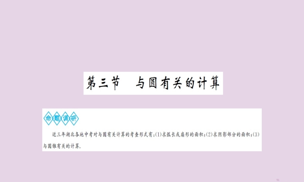 湖北省中考数学一轮复习 第六章 圆 第三节 与圆有关的计算课件