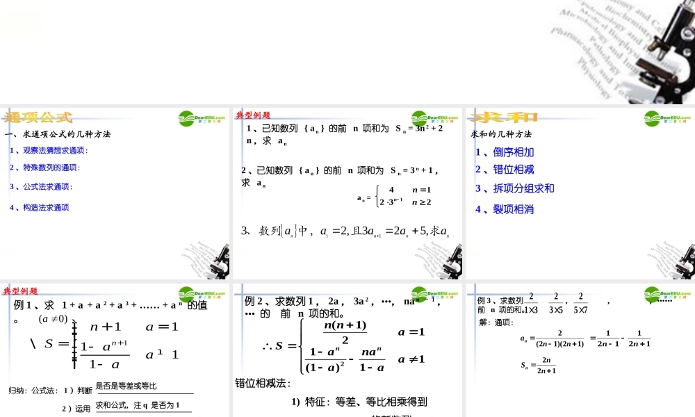 高中数学 数列复习课件 苏教版必修5 课件
