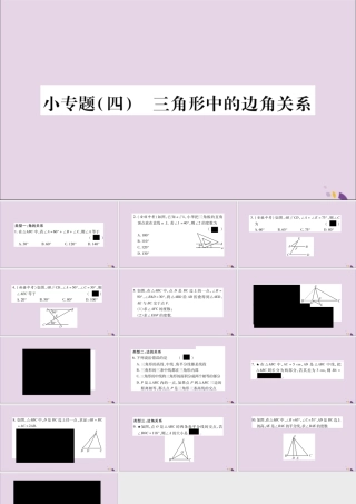 秋八年级数学上册 小专题(4)三角形中的边角关系习题课件 (新版)沪科版 课件