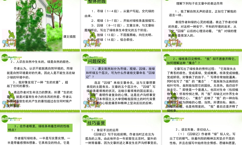 高中语文 1.3(囚绿记)课件 新人教版必修2 课件