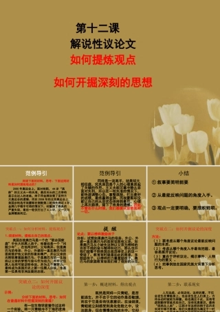 高考语文 议论文课时写作专题12 解说性议论文如何提炼观点，如何开掘深刻的思想复习课件