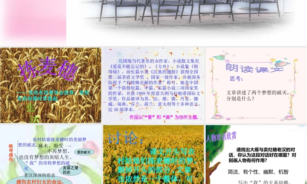 高中语文(拣麦穗)课件1 粤教版必修1 课件