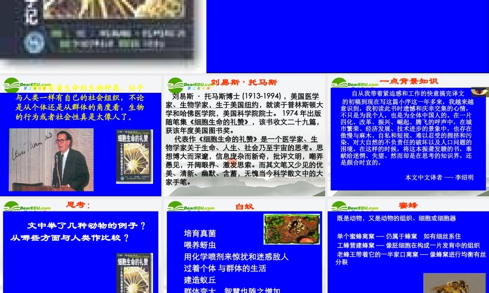 高中语文(作为生物的社会)教学课件 新人教版必修5 课件