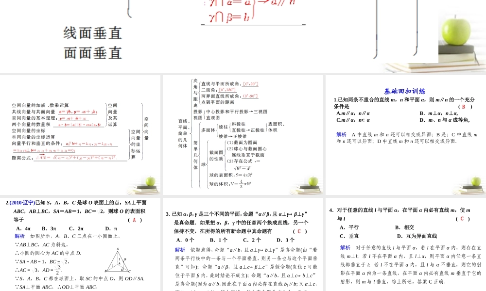 高考数学复习专题十第6讲 立体几何课件 理 课件