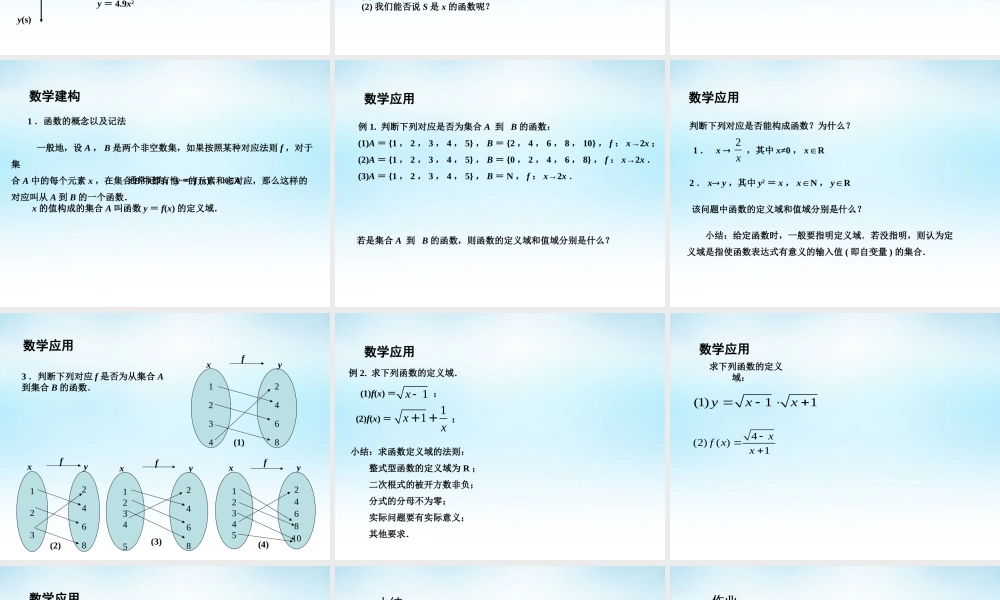 高中数学 211函数的概念和图象(1)课件 苏教版必修1 课件