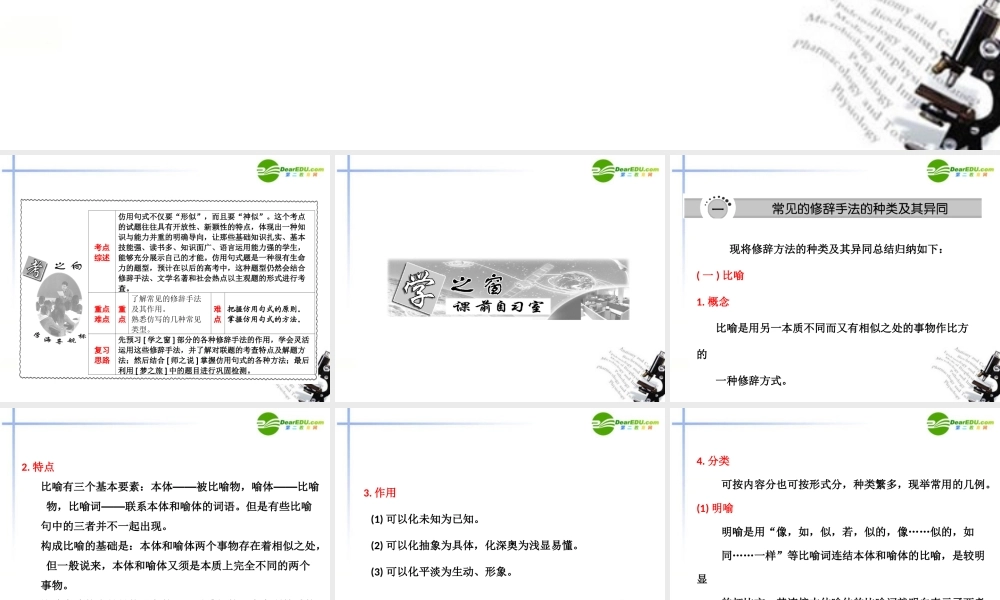 高考语文一轮复习 仿用句式(含修辞)课件