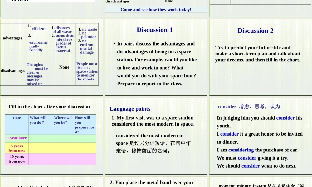 高中英语 Unit3(Life in the future)Using language课件 新人教版必修5 课件