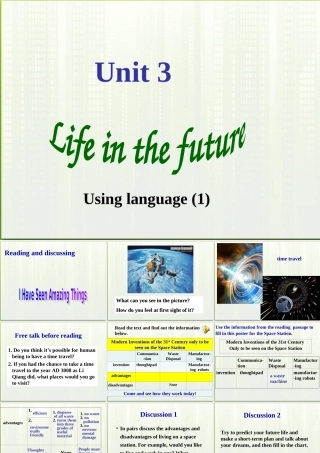 高中英语 Unit3(Life in the future)Using language课件 新人教版必修5 课件