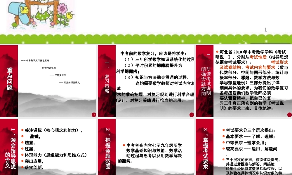 河北省中考数学复习指导课件 冀教版 课件