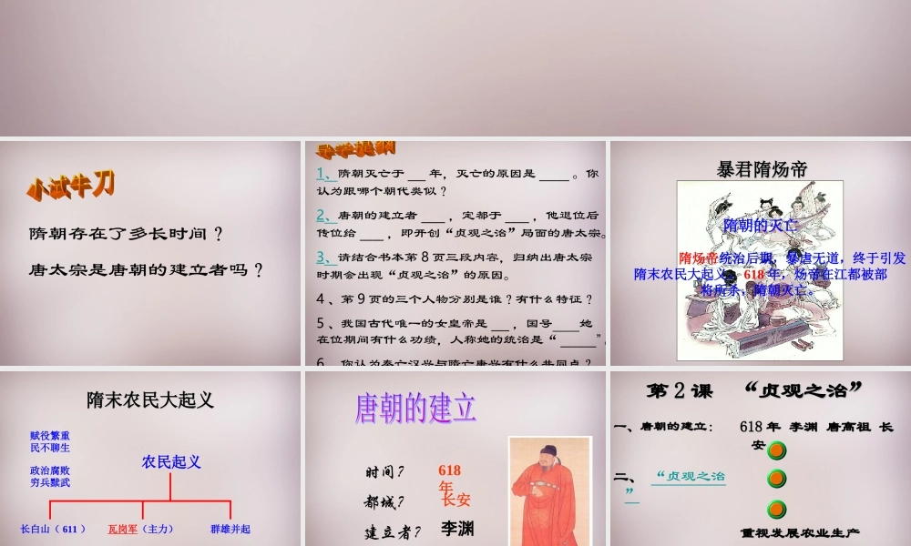 江苏省盐城市建湖县上冈实验初级中学七年级历史下册 第2课 贞观之治课件 新人教版