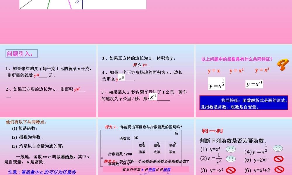 高一数学幂函数课件苏教版必修一 课件