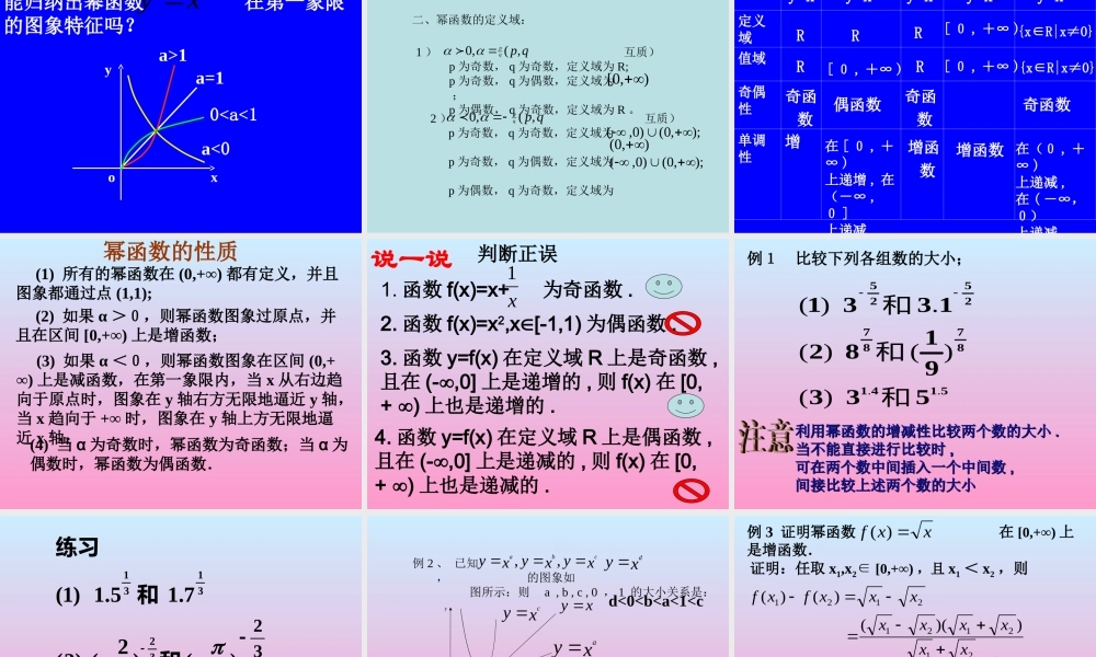 高一数学幂函数课件苏教版必修一 课件
