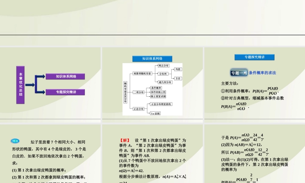 高中数学 第2章本章优化总结精品课件 新人教A版选修2-3 课件