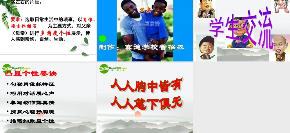 高中语文 表达交流(人性光辉-写人要凸显个性)课件 新人教版必修1 课件