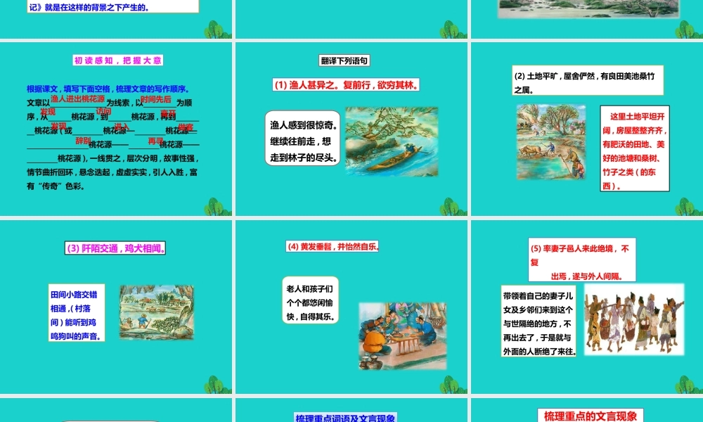 秋八年级语文上册 第五单元 第21课(桃花源记)(第1课时)课件 新人教版 课件