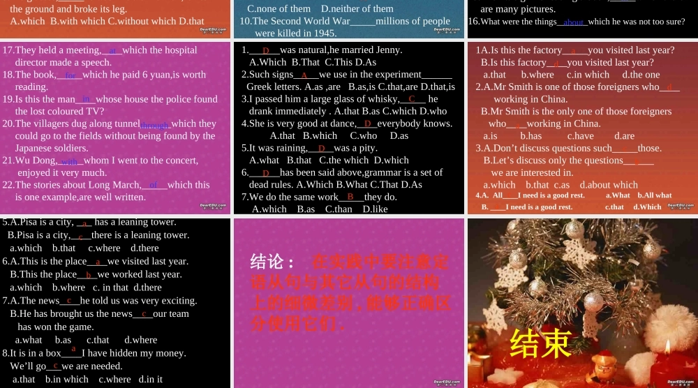 高考英语语法系列复习 定语从句六 新课标 人教版 试题