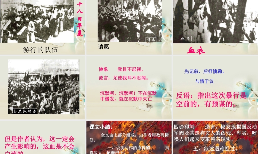 高中语文 纪念刘和珍君课件4课件 新人教版必修1 课件