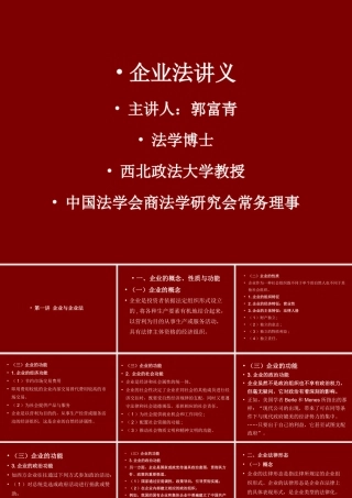 《企业法》企业法讲稿第一讲