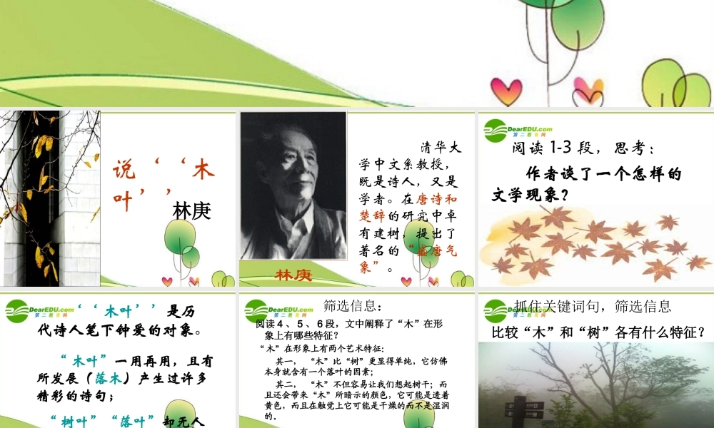 高中语文 林庚说木叶教学课件 新人教版必修5 课件