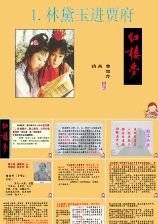 高中语文第一单元林黛玉进贾府第三课时课件新人教版必修3 课件