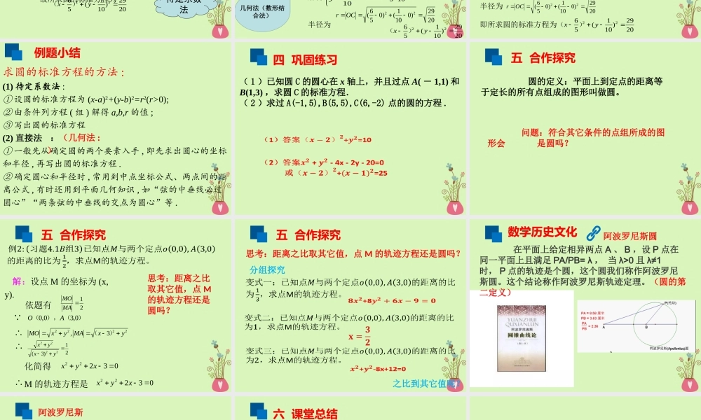 高中数学 第四章 圆与方程 41 圆的方程课件 新人教A版必修2 课件