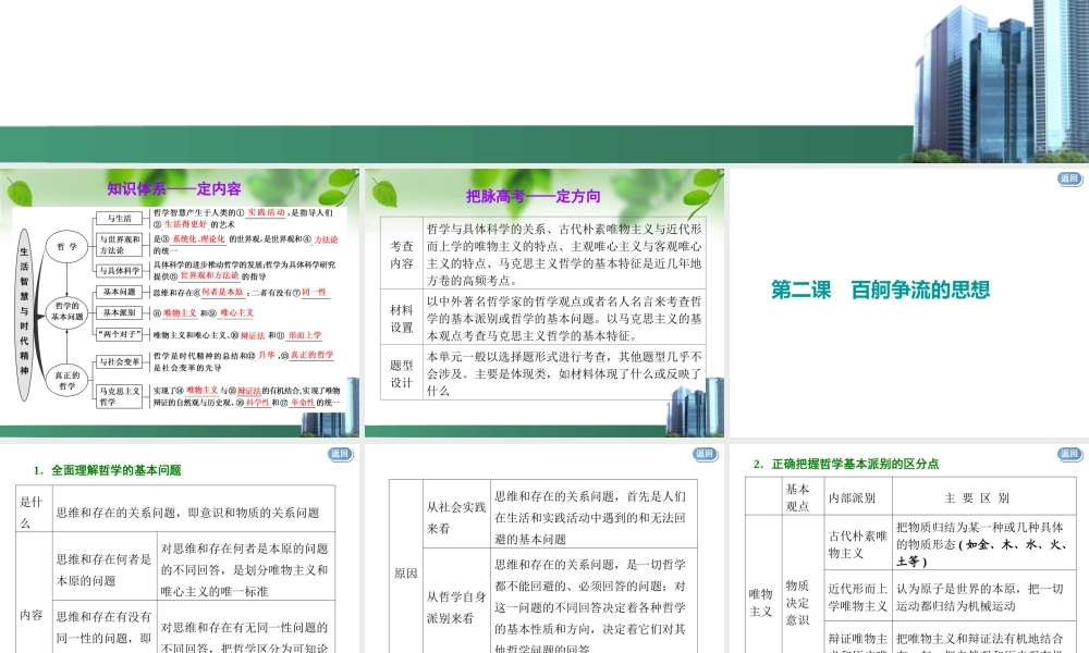 第二课--哲学的基本问题与基本派别